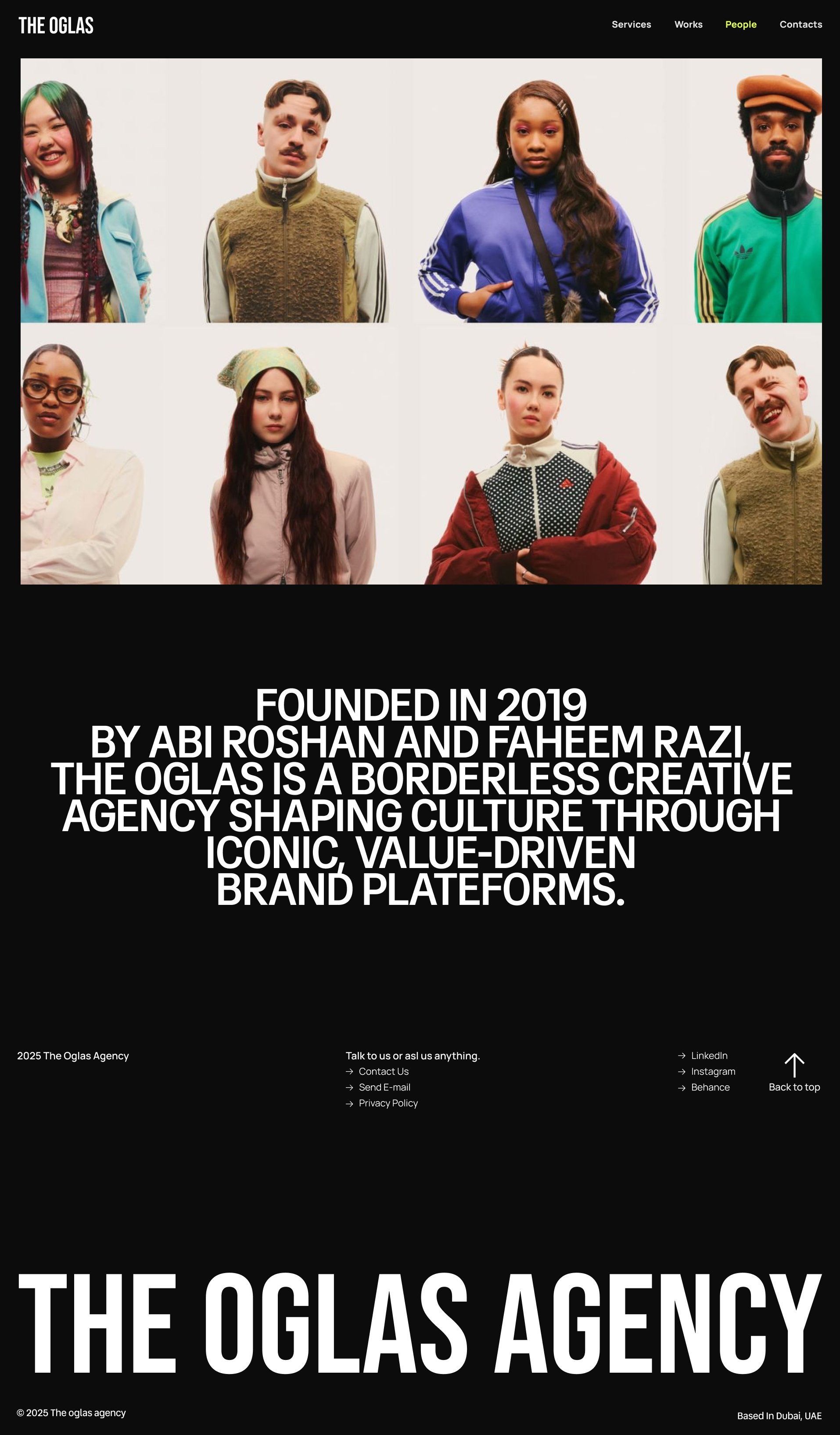 The Oglas Agency about page design